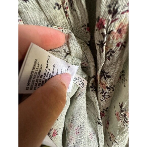 American Eagle Floral Halter Tank Top Size S Cutout Cami Green - Picture 4 of 6